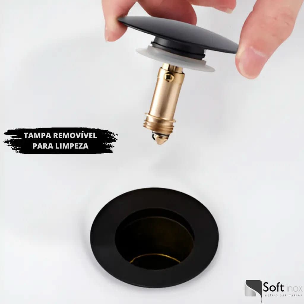 Válvula Click Inox Preto Black – Sofisticação para Cuba de Banheiro - Morada Serena