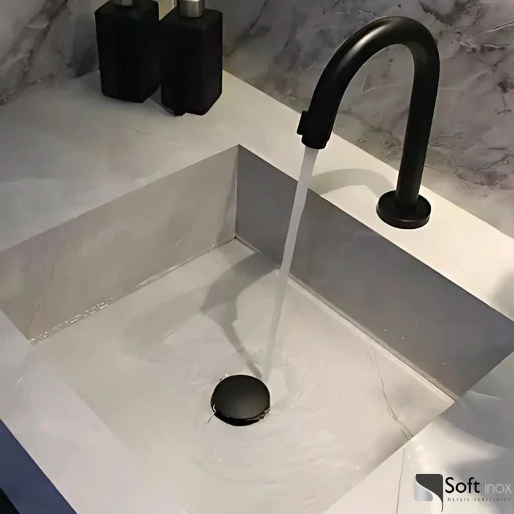 Válvula Click Inox Preto Black – Sofisticação para Cuba de Banheiro - Morada Serena