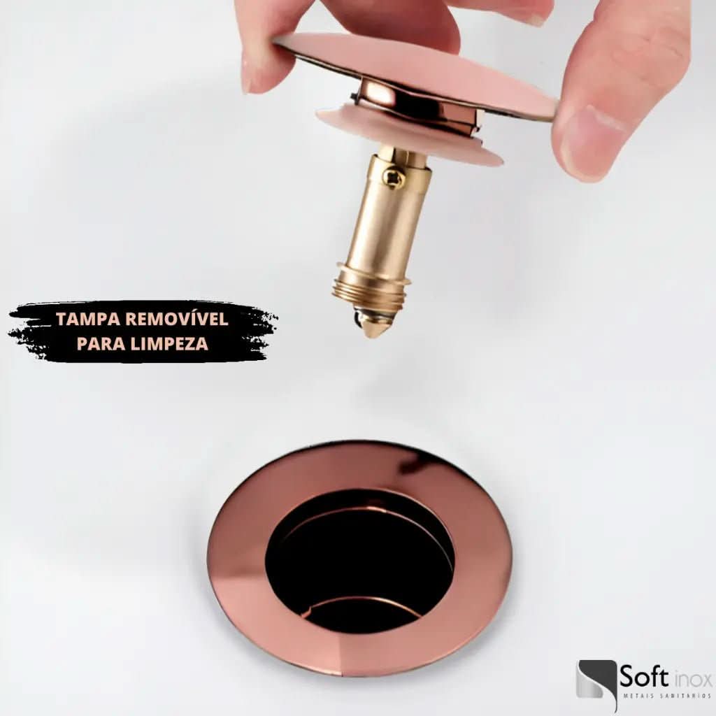 Válvula Click Inox Rose Gold Para Cuba de Banheiro 4cm - Morada Serena