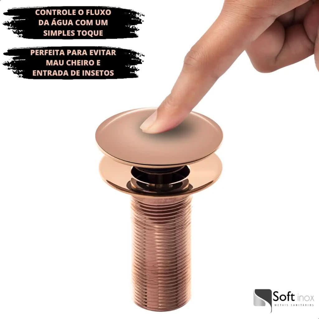 Válvula Click Inox Rose Gold Para Cuba de Banheiro 4cm - Morada Serena
