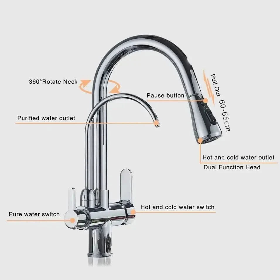 Torneira Para Cozinha Gourmet Monocomando Dupla Função Filtro Jato Extensível - Morada Serena
