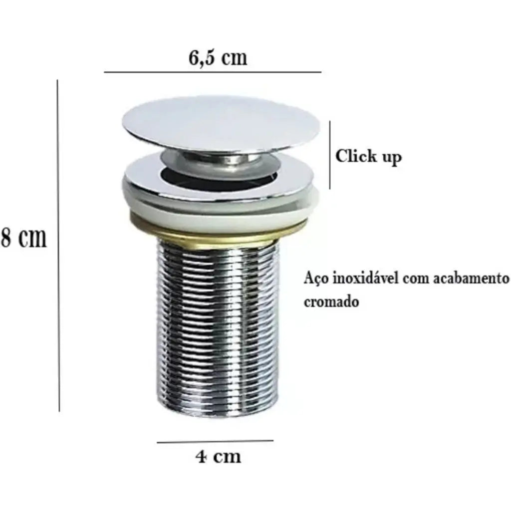 Válvula Click Up Inteligente 1/4 Ralo Veda Cheiro Metal Inox Morada Serena