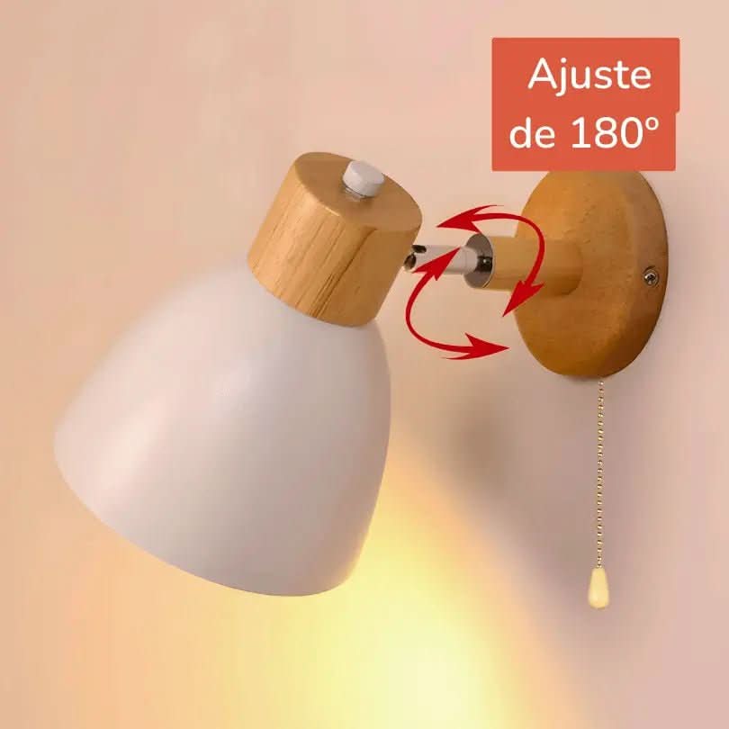 Arandela Articulada de Parede Interna Wooden – Estilo Escandinavo com Braço de Madeira - Morada Serena