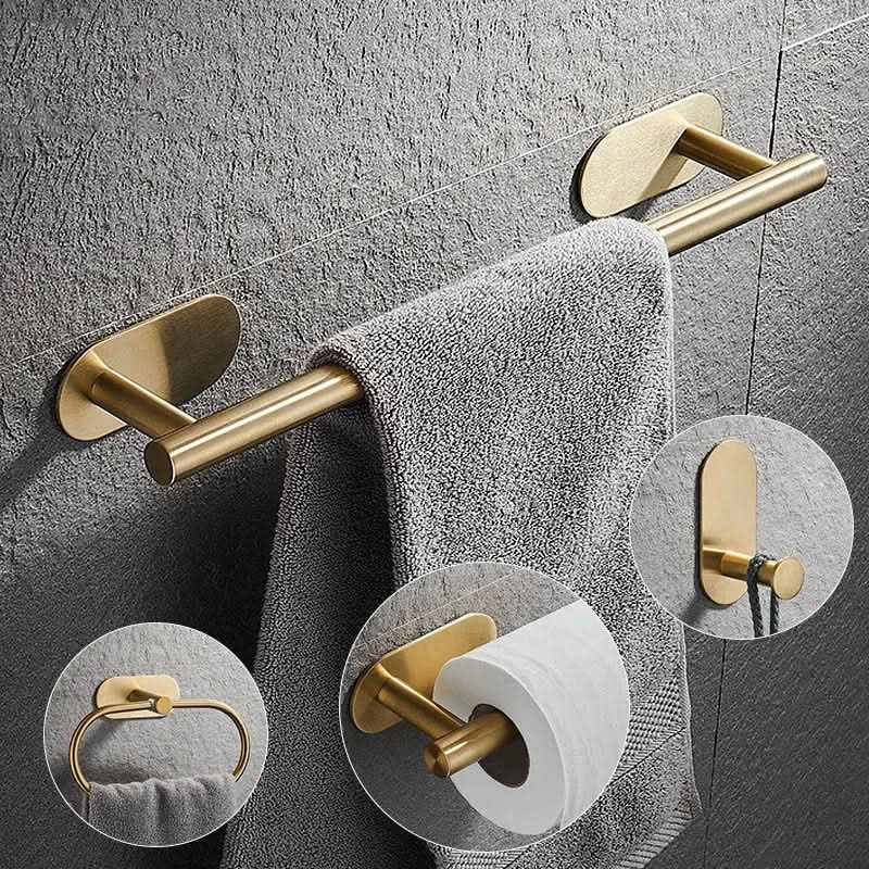 Conjunto acessórios para banheiro dourado Roma - 4 Peças Escovado - Morada Serena