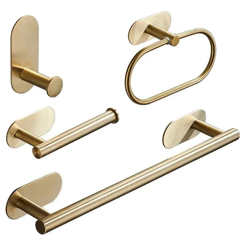 Conjunto acessórios para banheiro dourado Roma - 4 Peças Escovado - Morada Serena