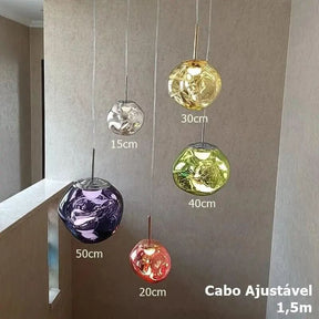 Conjunto Completo Lustre Pendente Moderno Luxuoso Lava Macaron Nórdico - Morada Serena