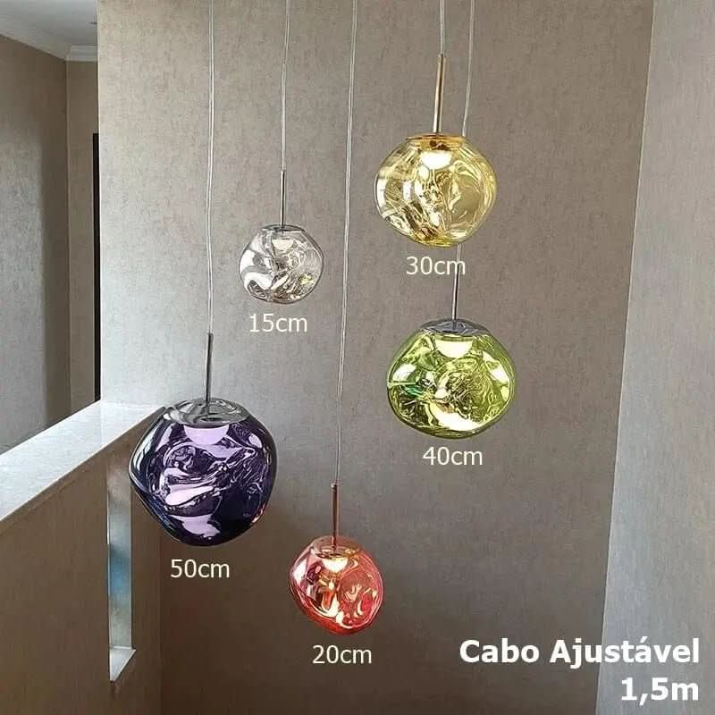Conjunto Completo Lustre Pendente Moderno Luxuoso Lava Macaron Nórdico - Morada Serena