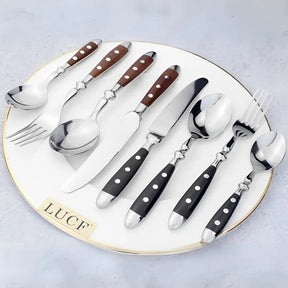 Conjunto Talheres Inox Clássicos Com Resinas Elegantes | Design Sofisticado para Sua Mesa - Morada Serena