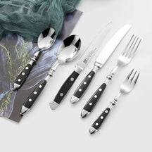 Conjunto Talheres Inox Clássicos Com Resinas Elegantes | Design Sofisticado para Sua Mesa - Morada Serena