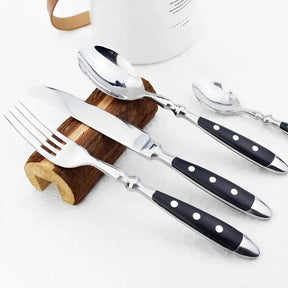 Conjunto Talheres Inox Clássicos Com Resinas Elegantes | Design Sofisticado para Sua Mesa - Morada Serena