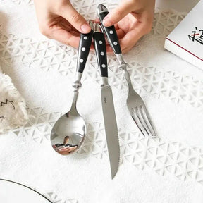 Conjunto Talheres Inox Clássicos Com Resinas Elegantes | Design Sofisticado para Sua Mesa - Morada Serena