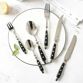 Conjunto Talheres Inox Clássicos Com Resinas Elegantes | Design Sofisticado para Sua Mesa - Morada Serena