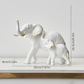 Estatueta Decorativa Elefantes Amorosos 2 Peças - Morada Serena