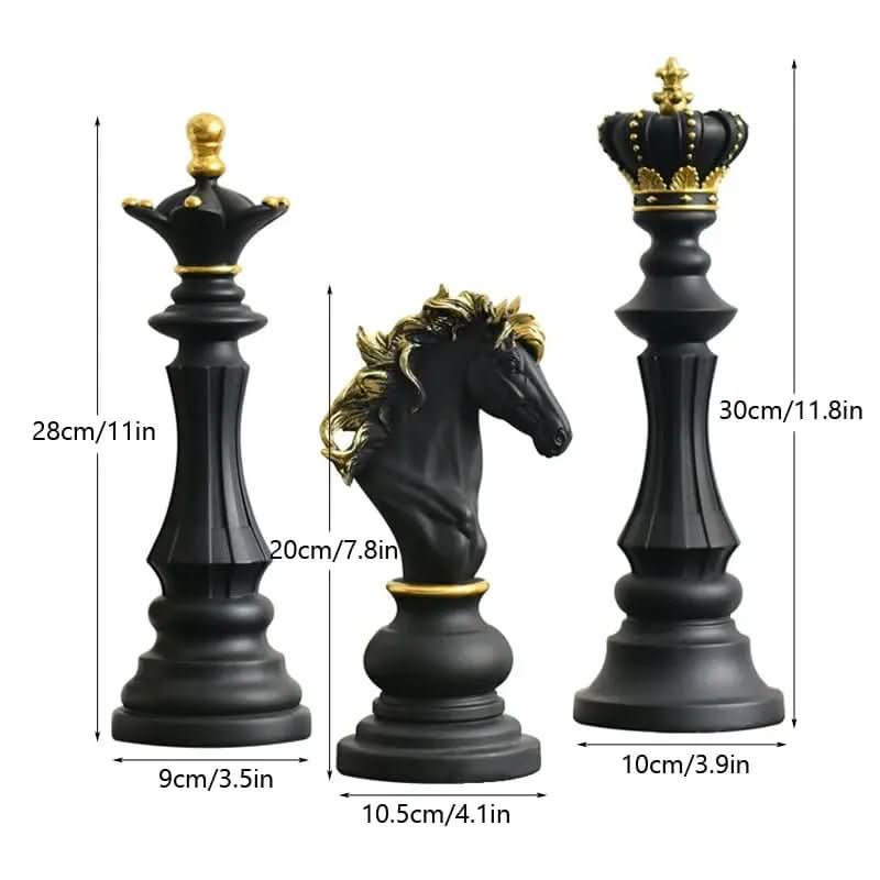 Estatueta Decorativa Para Mesa Peças de Xadrez em Resina | Toque Sofisticado e Elegante para Sua Casa - Morada Serena