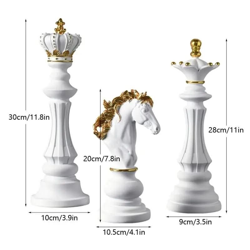 Estatueta Decorativa Para Mesa Peças de Xadrez em Resina | Toque Sofisticado e Elegante para Sua Casa - Morada Serena