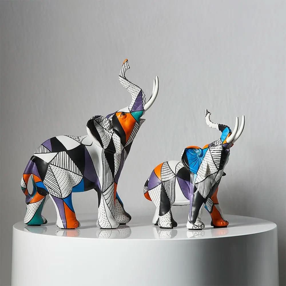 Estatuetas Elefantes Decorativos Abstratos - Morada Serena