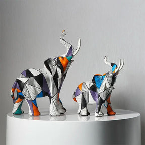 Estatuetas Elefantes Decorativos Abstratos - Morada Serena