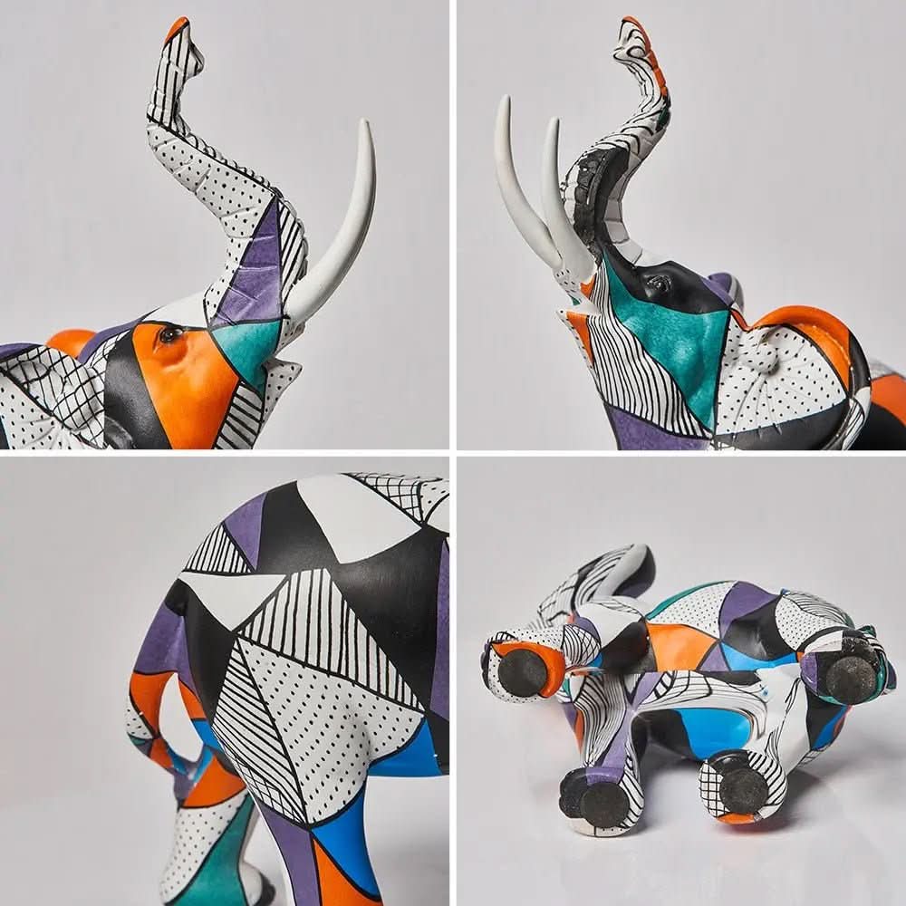 Estatuetas Elefantes Decorativos Abstratos - Morada Serena