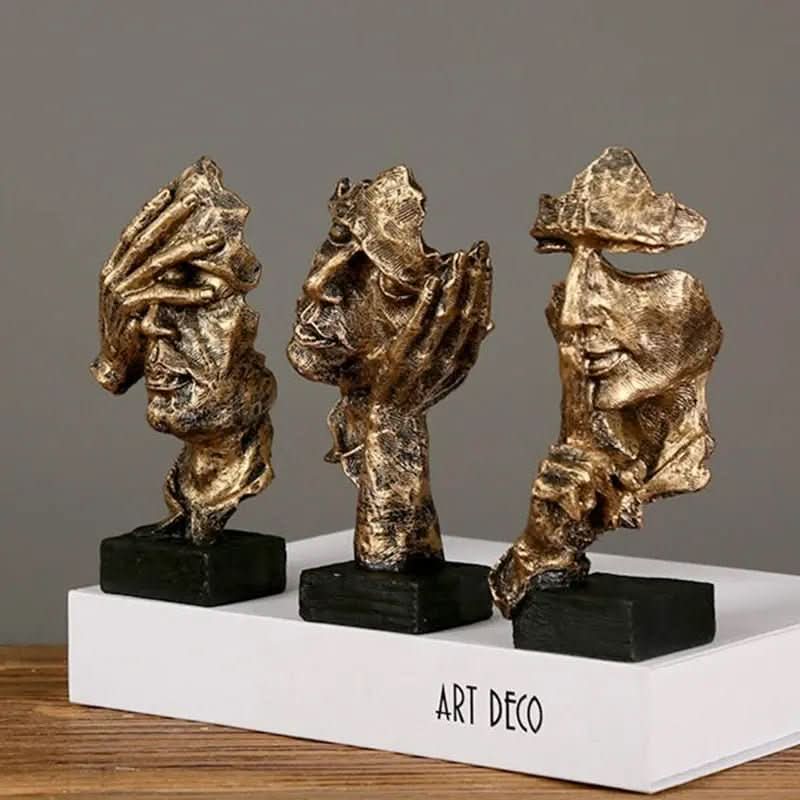 Estatuetas Decorativas Faces Abstratas 3 Peças – Arte Moderna para Sua Decoração - Morada Serena