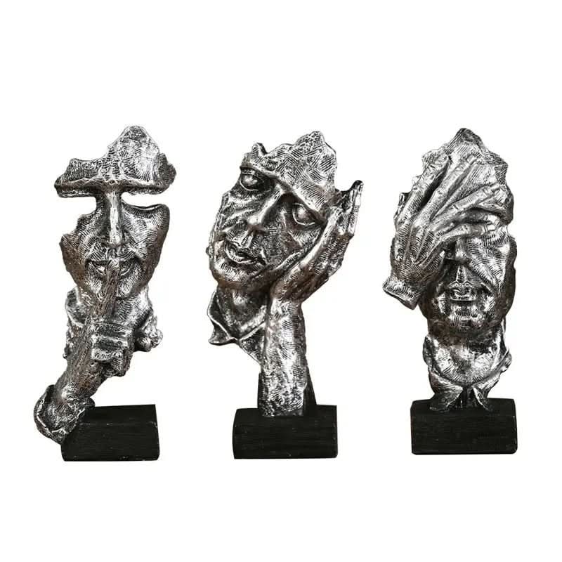 Estatuetas Decorativas Faces Abstratas 3 Peças – Arte Moderna para Sua Decoração - Morada Serena