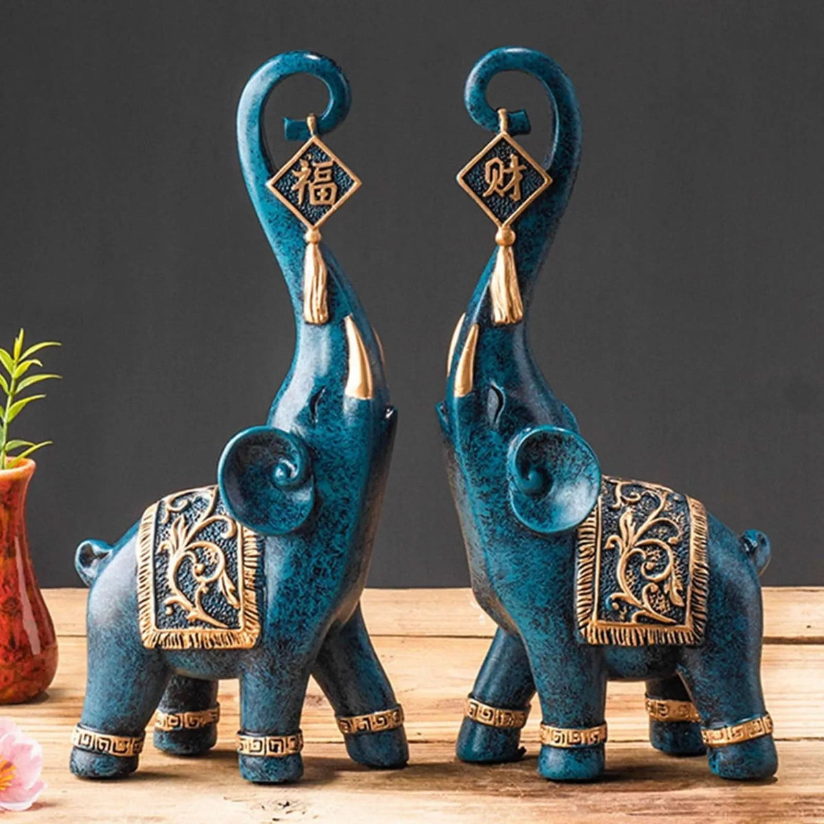 Estatuetas Elefantes Prosperidade 2 Peças - Morada Serena