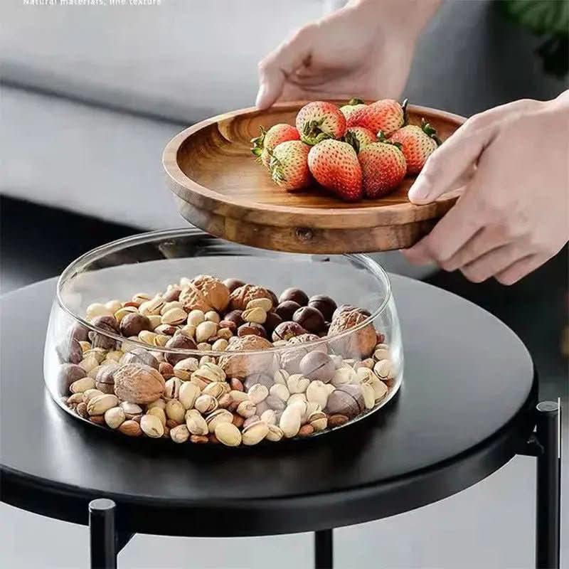 Fruteira De Mesa Com Tampa De Madeira Multifuncional: Elegância e Funcionalidade para Sua Mesa - Morada Serena