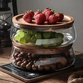 Fruteira De Mesa Com Tampa De Madeira Multifuncional: Elegância e Funcionalidade para Sua Mesa - Morada Serena