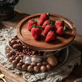 Fruteira De Mesa Com Tampa De Madeira Multifuncional: Elegância e Funcionalidade para Sua Mesa - Morada Serena