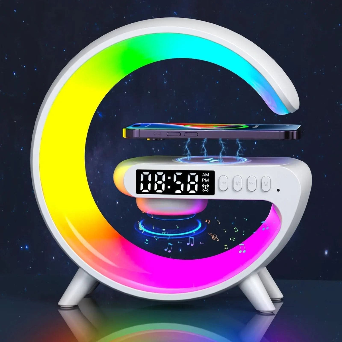 Luminária De Mesa Inteligente Smart G - Speaker Multifuncional - Morada Serena
