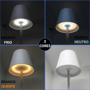 Luminária de Mesa Luminária Sem Fio Dimerizável – Modernidade com Controle de Luz - Morada Serena