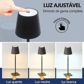 Luminária de Mesa Luminária Sem Fio Dimerizável – Modernidade com Controle de Luz - Morada Serena