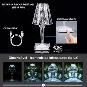 Luminária de Mesa Sem Fio 3 em 1 - Morada Serena