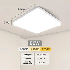 Luminária De Teto Plafon Quadrado LED Bivolt - Morada Serena