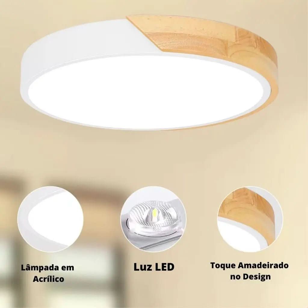 Luminária de Teto Plafon Redondo LED Estilo Nórdico - Morada Serena
