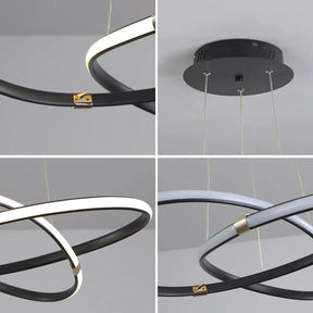 Lustre Circular Pendente Moderno Duplo em LED – Iluminação Sofisticada e Elegante - Morada Serena