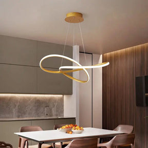 Lustre Circular Pendente Moderno Duplo em LED – Iluminação Sofisticada e Elegante - Morada Serena