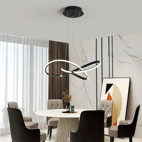 Lustre Circular Pendente Moderno Duplo em LED – Iluminação Sofisticada e Elegante - Morada Serena