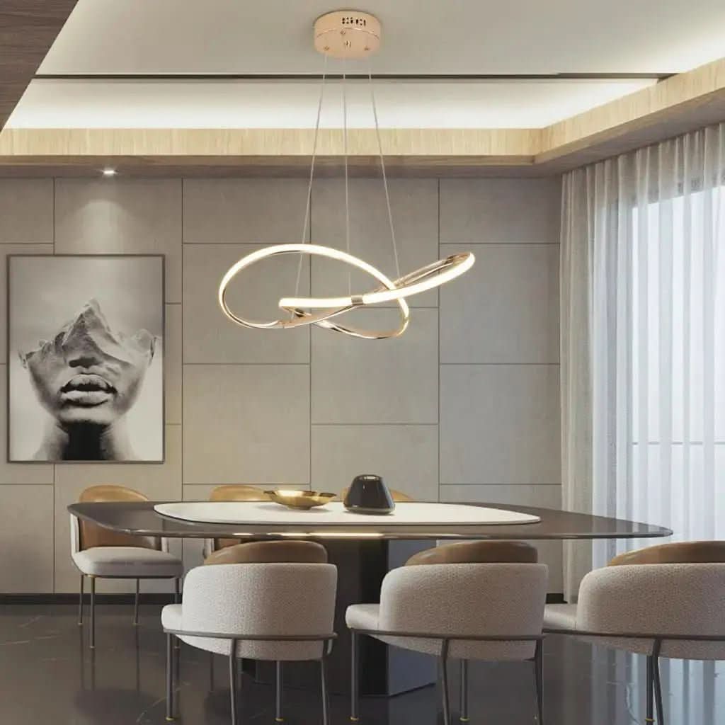 Lustre Circular Pendente Moderno Duplo em LED – Iluminação Sofisticada e Elegante - Morada Serena