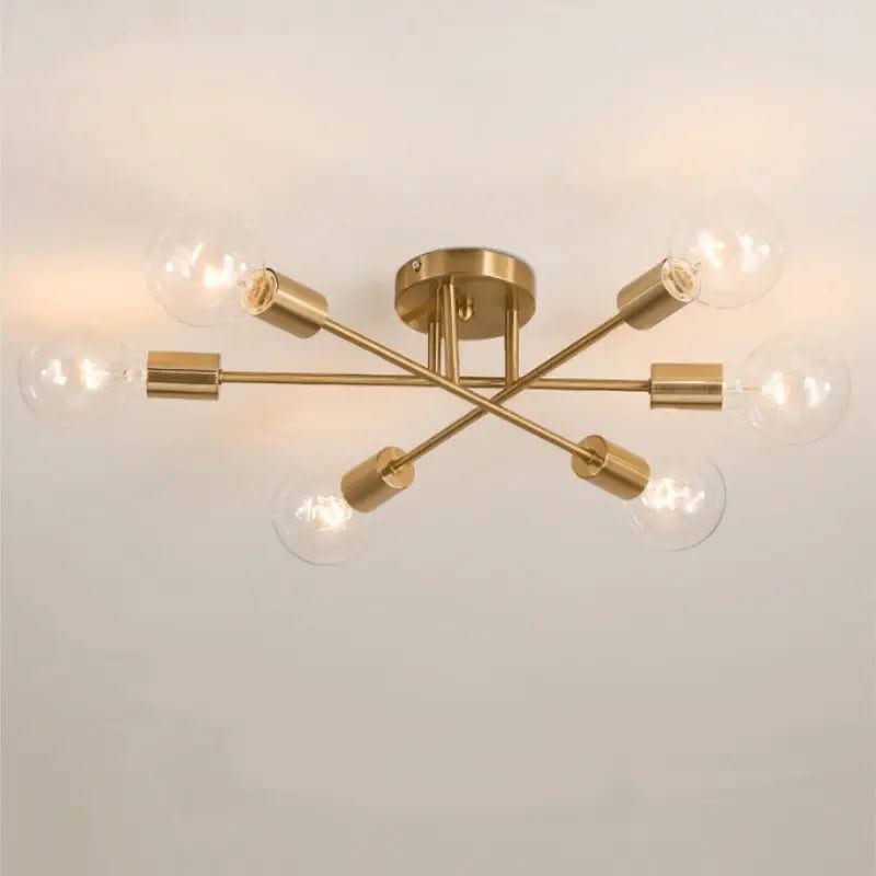 Lustre Para Sala Moderno Dourado 6 Lâmpadas | Morada Serena - Morada Serena