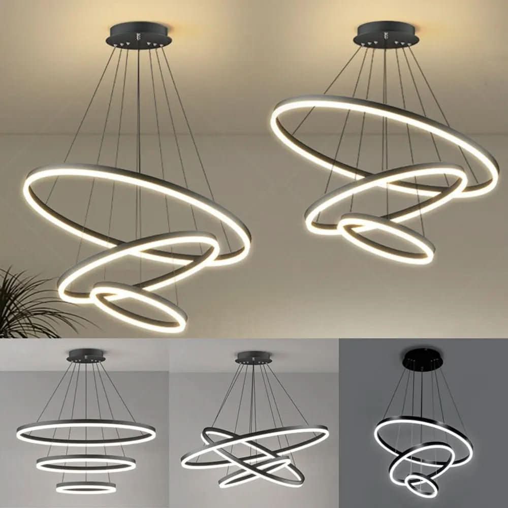 Lustre Pendente Circular Triplo em LED – Iluminação Moderna e Sofisticada - Morada Serena