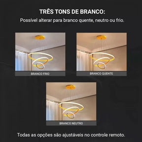 Lustre Pendente Circular Triplo em LED – Iluminação Moderna e Sofisticada - Morada Serena