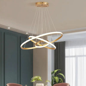 Lustre Pendente Circular Triplo em LED – Iluminação Moderna e Sofisticada - Morada Serena