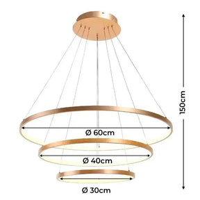 Lustre Pendente Circular Triplo em LED – Iluminação Moderna e Sofisticada - Morada Serena