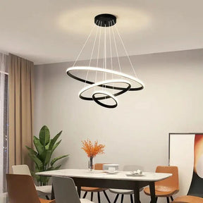 Lustre Pendente Circular Triplo em LED – Iluminação Moderna e Sofisticada - Morada Serena