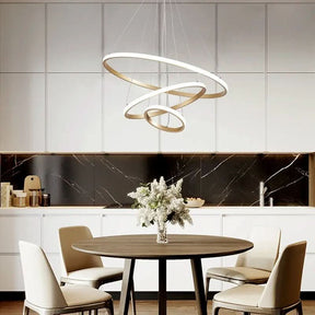 Lustre Pendente Circular Triplo em LED – Iluminação Moderna e Sofisticada - Morada Serena