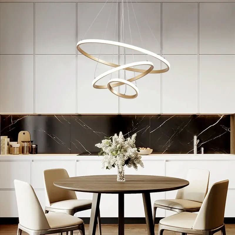 Lustre Pendente Circular Triplo em LED – Iluminação Moderna e Sofisticada - Morada Serena