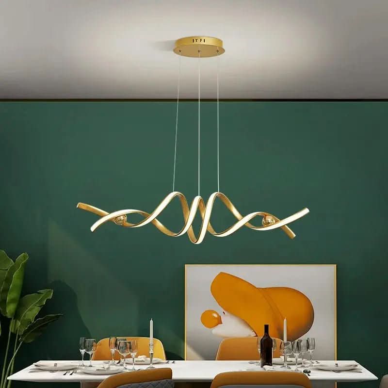 Lustre Pendente de Linear Ondas Minimalista | Design Contemporâneo e Elegante - Morada Serena