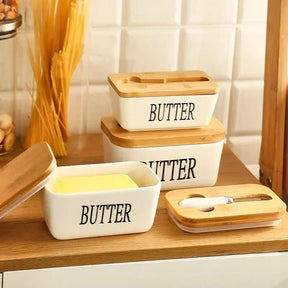 Mantegueira Cerâmica e Tampa de Bambu – Praticidade e Elegância na Sua Cozinha - Morada Serena