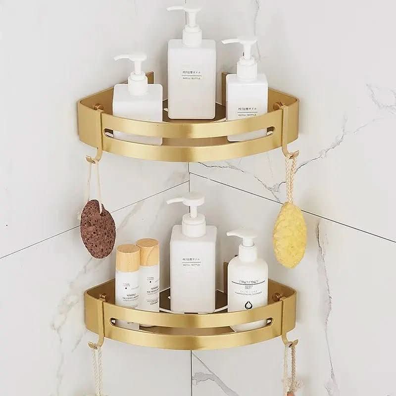 Prateleira de Canto para Banheiro Dourada – Organização e Elegância - Morada Serena
