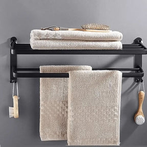 Toalheiro Para Banheiro Duplo Preto Matte | Design Moderno e Funcional para Seu Banheiro - Morada Serena